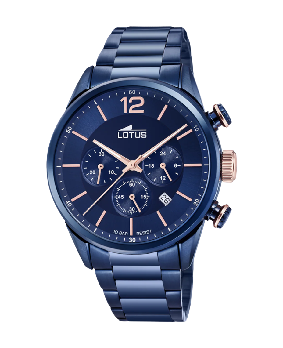 Lotus Chrono 18680/2 reloj hombre acero inoxidable azul cronógrafo 43mm