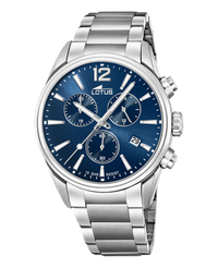 Lotus Chrono 18690/1 reloj hombre acero plateado esfera azul cronógrafo