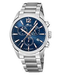 Lotus Chrono 18690/2 reloj hombre acero cronógrafo azul plateado