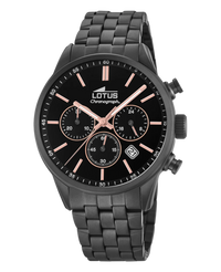 Lotus Chrono 18668/2 reloj hombre cronógrafo acero negro con esfera negra