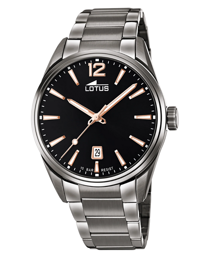 Lotus Chrono 18684/2 reloj hombre acero negro pulsera gris