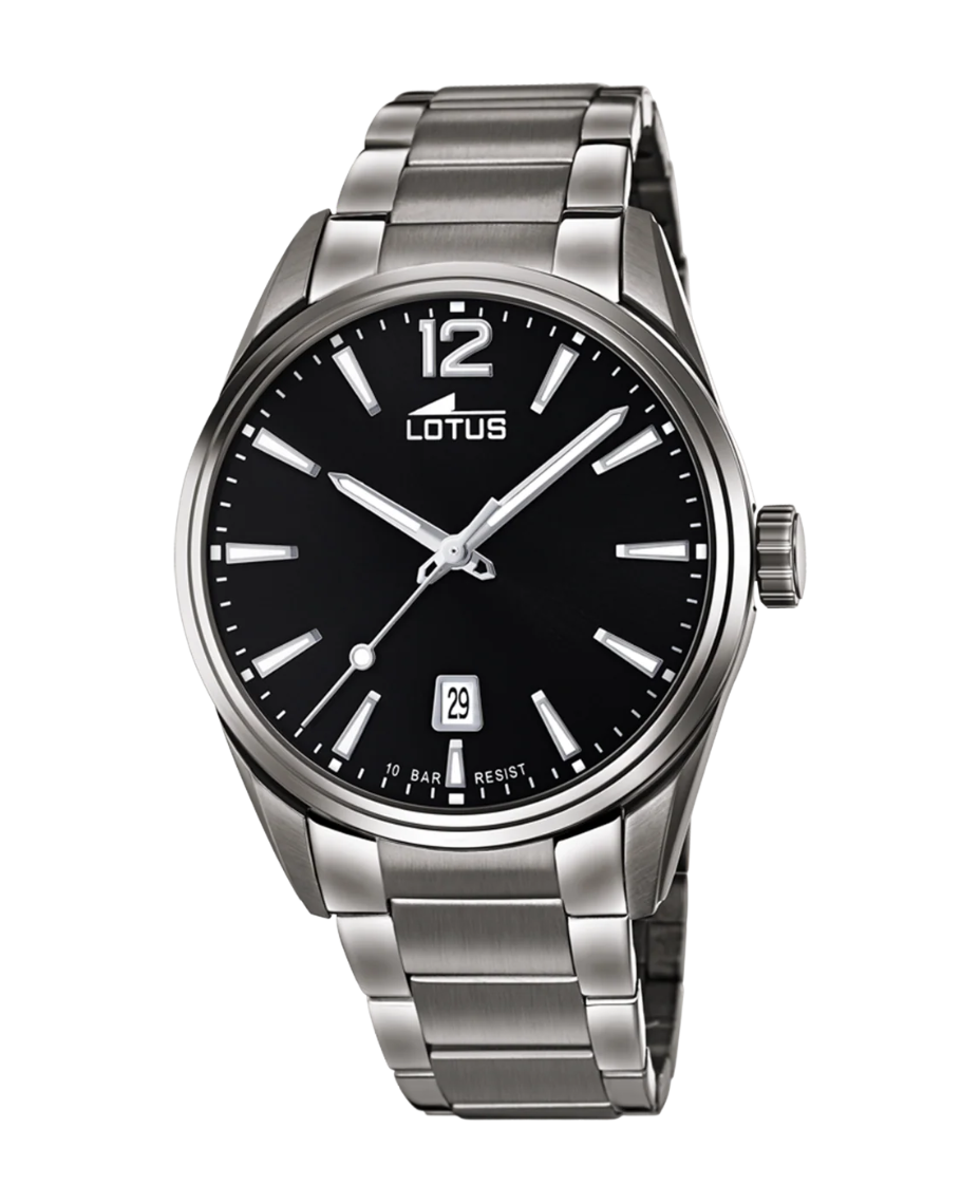 Lotus Chrono 18684/3 reloj hombre acero negro con pulsera armys gris