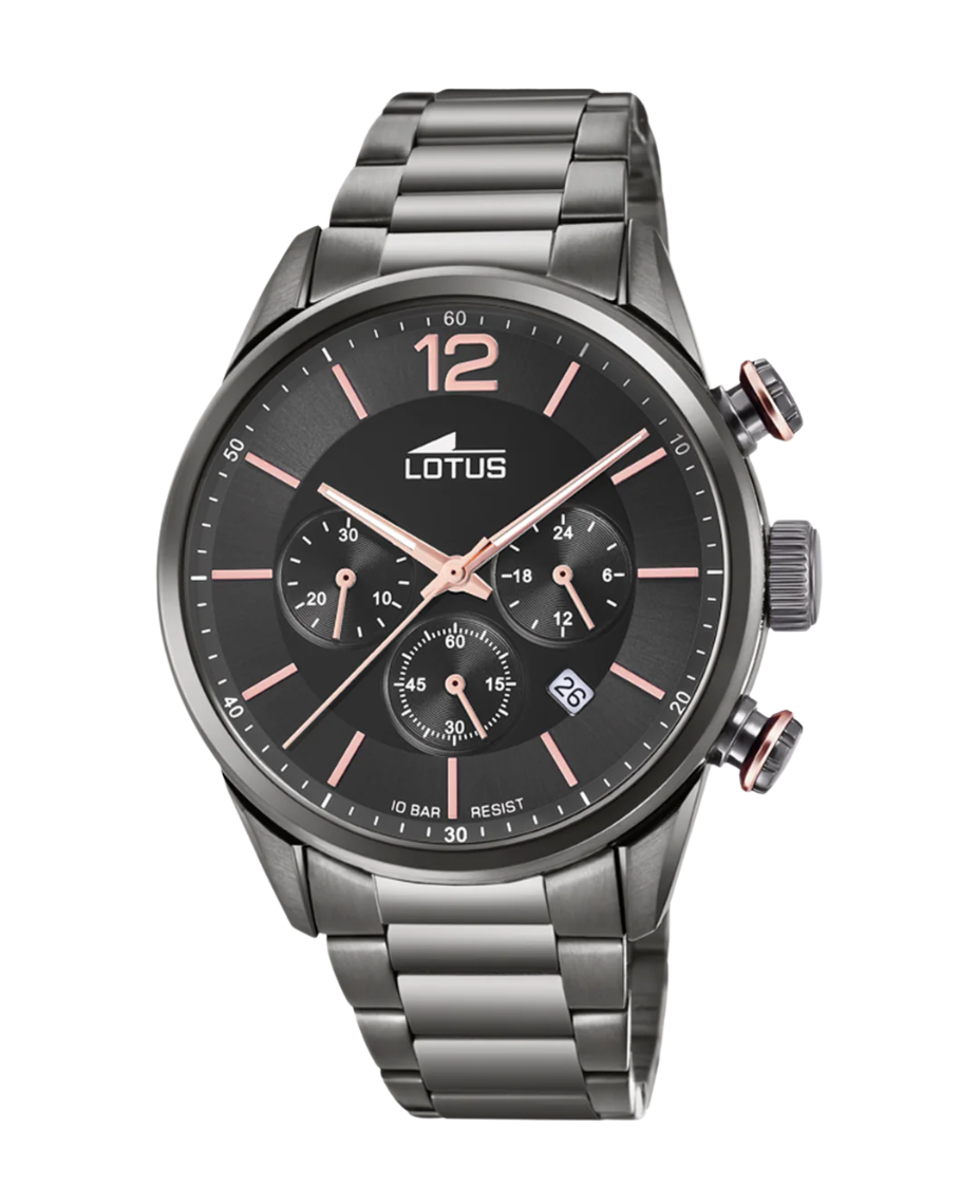 Lotus Chrono 18686/2 reloj hombre acero inoxidable negro cronógrafo 43mm