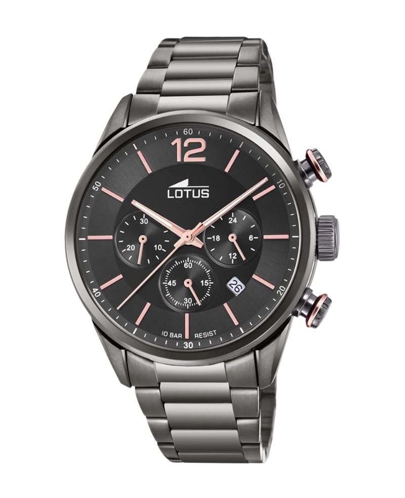 Lotus Chrono 18686/2 reloj hombre acero inoxidable negro cronógrafo 43mm