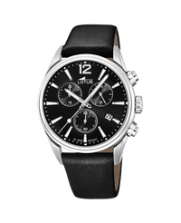 Lotus Chrono 18691/3 reloj hombre acero negro con correa de piel cronógrafo