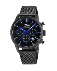 Lotus Chrono 18700/3 reloj hombre cronógrafo acero negro esfera negra pulsera armys