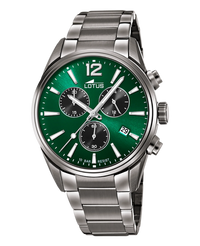 Lotus Chrono 18682/4 reloj hombre acero cronógrafo esfera verde pulsera armys gris