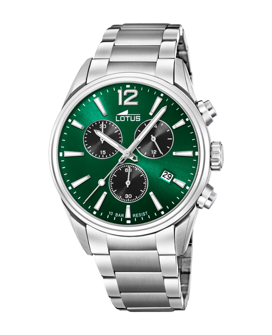 Lotus Chrono 18690/4 reloj hombre acero cronógrafo esfera verde