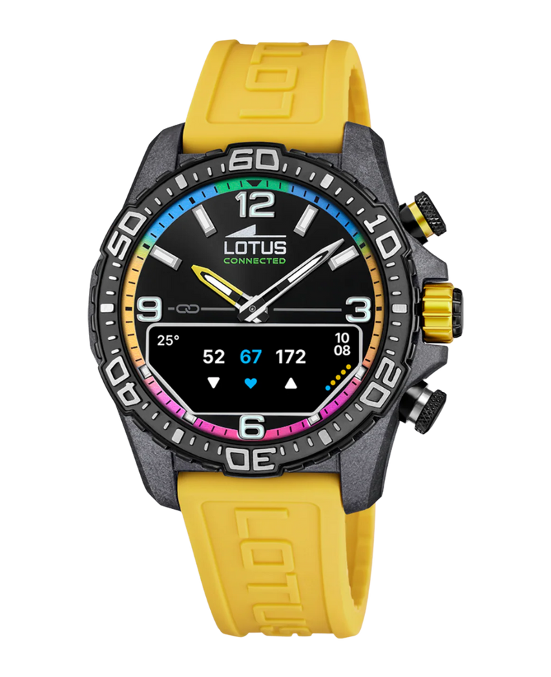 Lotus Classic 20000/8 smartwatch hombre fibra carbono plata lavanda esfera amarilla