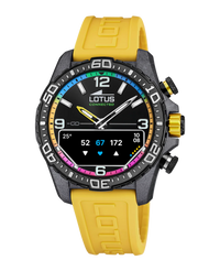 Lotus Classic 20000/8 smartwatch hombre fibra carbono plata lavanda esfera amarilla