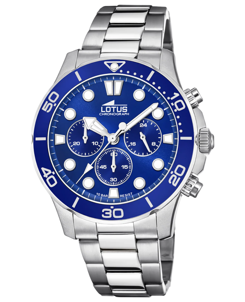 Lotus Excellent 18756/1 reloj hombre cronógrafo acero azul 44mm