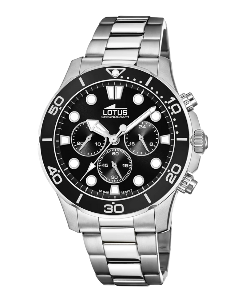 Lotus Excellent 18756/3 reloj hombre cronógrafo acero negro plateado
