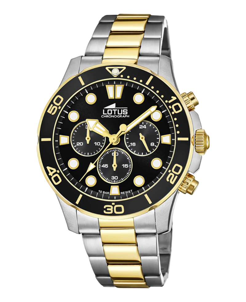Lotus Excellent 18757/2 reloj hombre acero negro cronógrafo 44,5mm