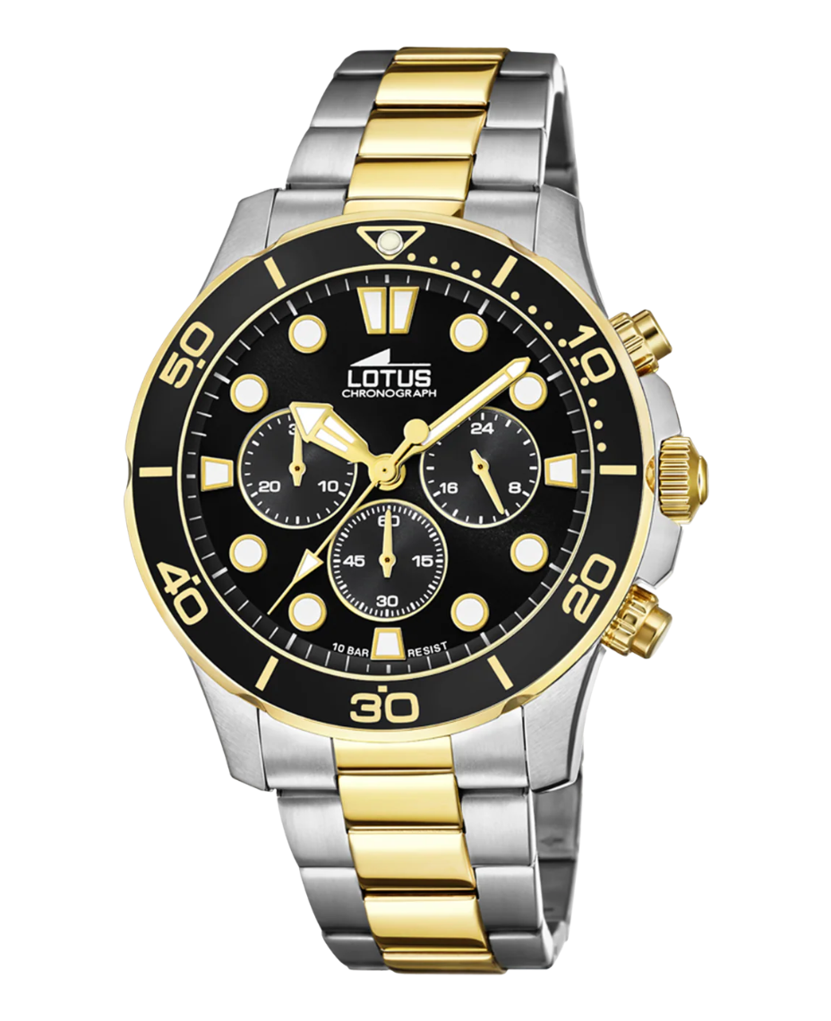 Lotus Excellent 18757/2 reloj hombre acero negro cronógrafo 44,5mm