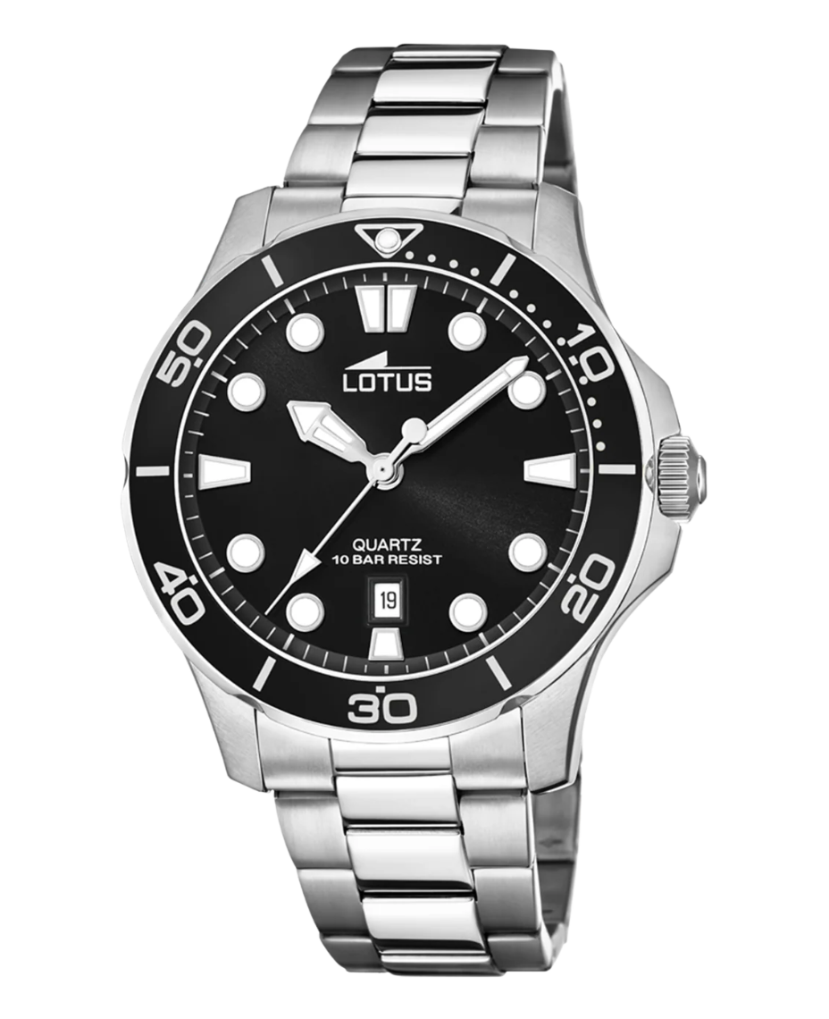 Lotus Excellent 18759/3 reloj hombre acero negro plateado