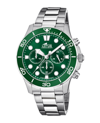 Lotus Excellent 18756/2 reloj hombre cronógrafo acero verde esfera verde pulsera plateada