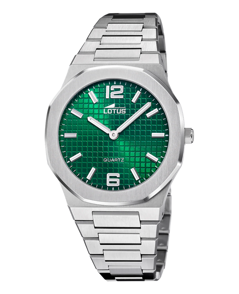 Lotus Excellent 18841/3 reloj hombre acero esfera verde pulsera armys plateada