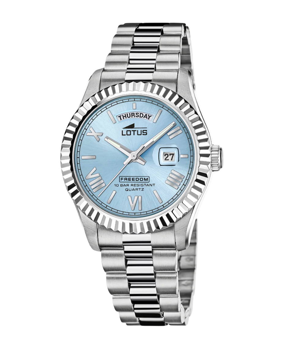 Lotus Freedom 18854/8 reloj hombre acero inoxidable esfera azul pulsera plateada