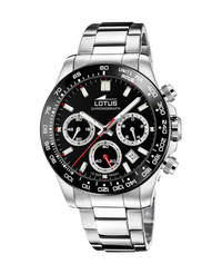 Lotus Freedom cronógrafo 18912/6 reloj hombre acero inoxidable esfera negra pulsera armys plateada