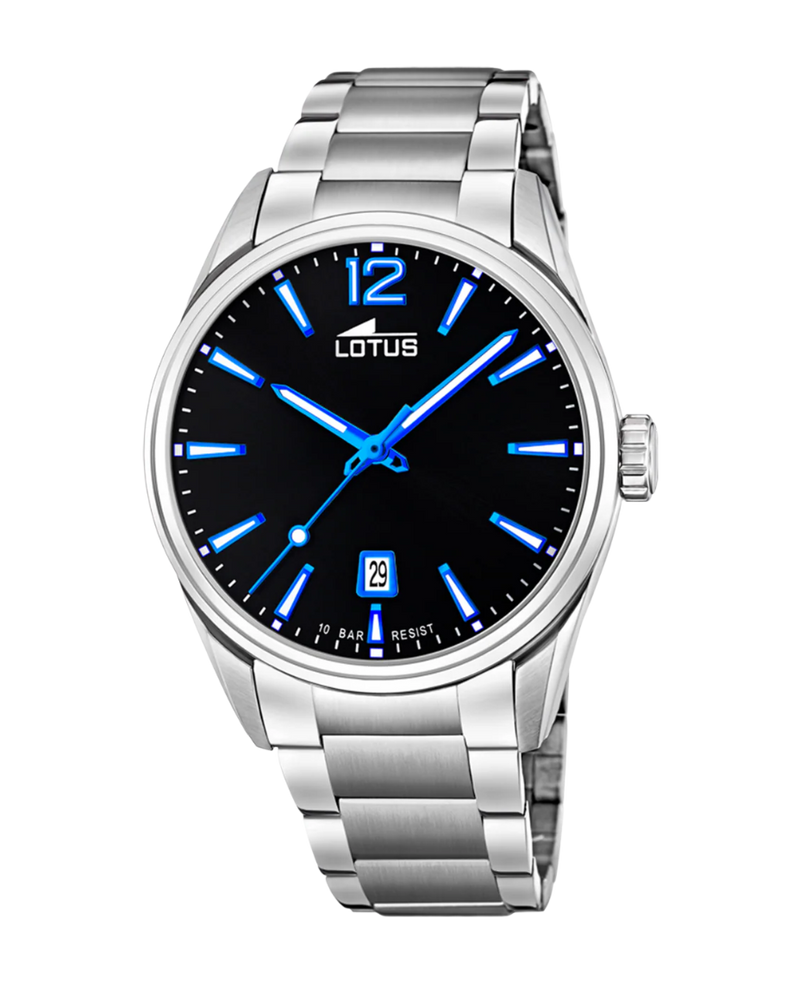 Lotus Classic 18692/6 reloj hombre acero inoxidable esfera negra pulsera plateada