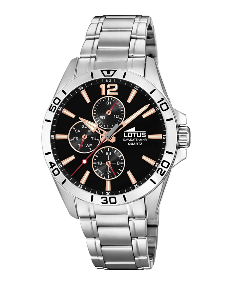 Lotus Classic 18812/6 reloj hombre acero inoxidable esfera negra multifunción