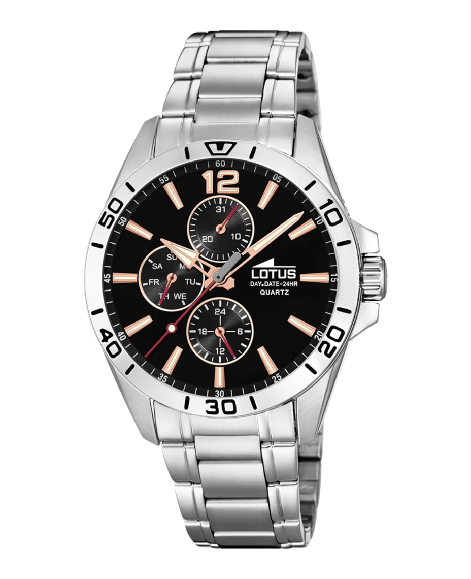 Lotus Classic 18812/6 reloj hombre acero inoxidable esfera negra multifunción