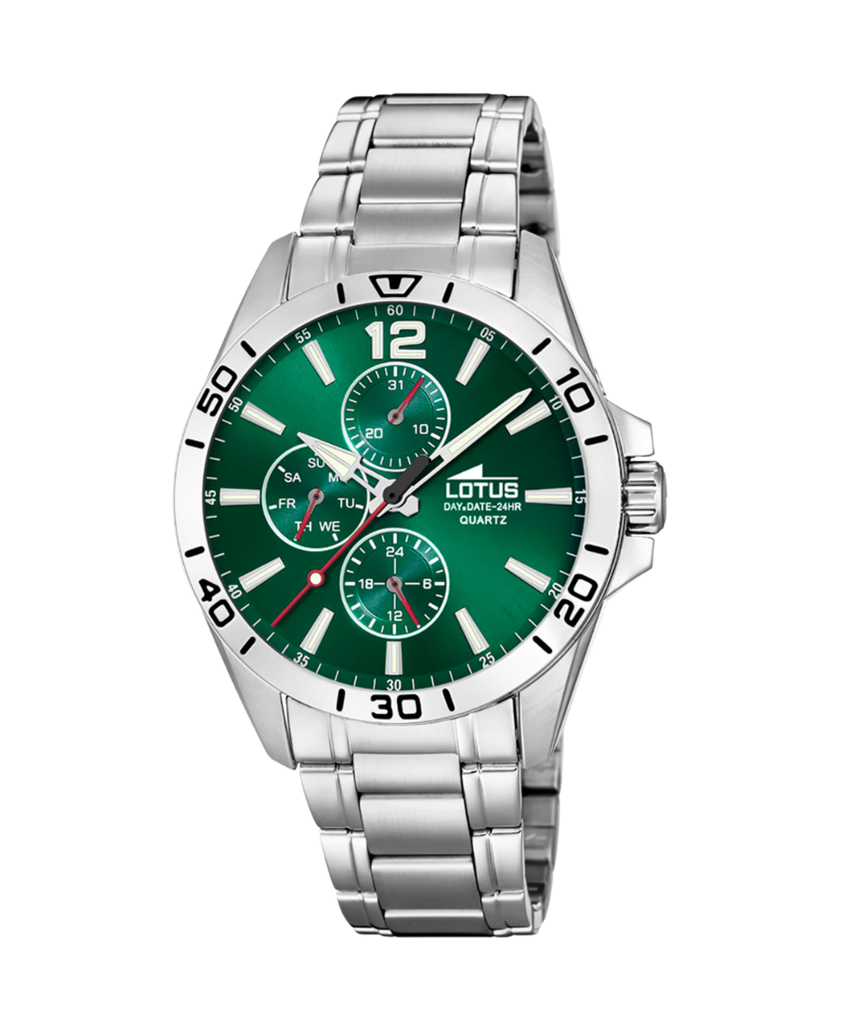 Lotus Classic 18812/7 reloj hombre acero esfera verde multifunción 42mm