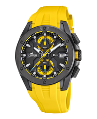 Lotus Classic Cronógrafo 18943/1 reloj hombre acero esfera negra correa amarilla