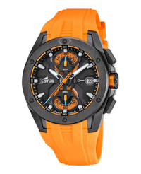 Lotus Classic Cronógrafo 18943/3 reloj hombre acero esfera negra correa naranja