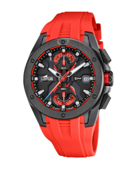 Lotus Classic Cronógrafo 18943/5 reloj hombre acero esfera negra correa roja