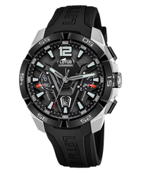Lotus Classic Cronógrafo 18944/2 reloj hombre acero plata lavanda esfera negra correa caucho