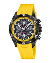 Lotus Classic Cronógrafo 18945/1 reloj hombre acero esfera negra correa amarilla