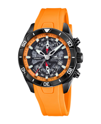 Lotus Classic 18945/3 reloj hombre acero cronógrafo correa naranja esfera negra