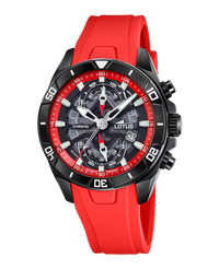 Lotus Classic 18945/5 reloj hombre cronógrafo acero esfera negra correa roja