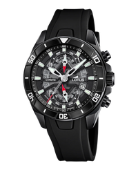 Lotus Classic Cronógrafo 18945/6 reloj hombre acero negro correa caucho
