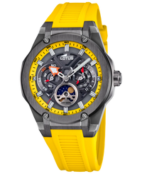 Lotus Classic 18946/1 reloj hombre acero negro correa amarilla caucho 46mm