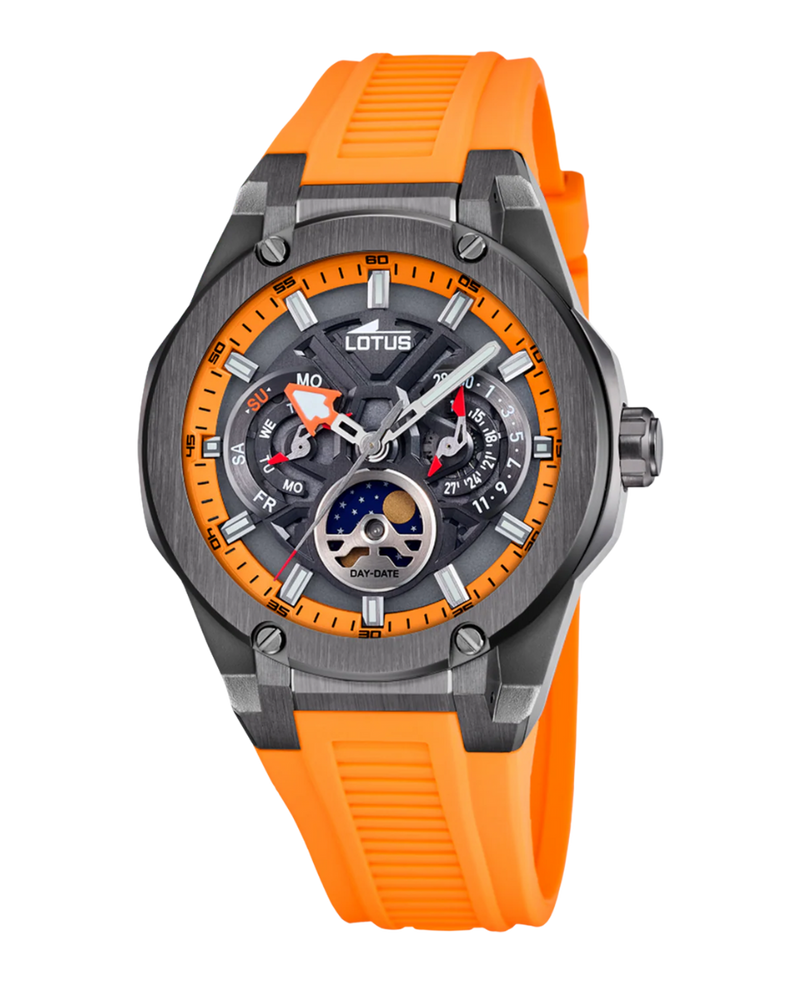Lotus Classic 18946/3 reloj hombre acero plata lavanda correa naranja 46mm