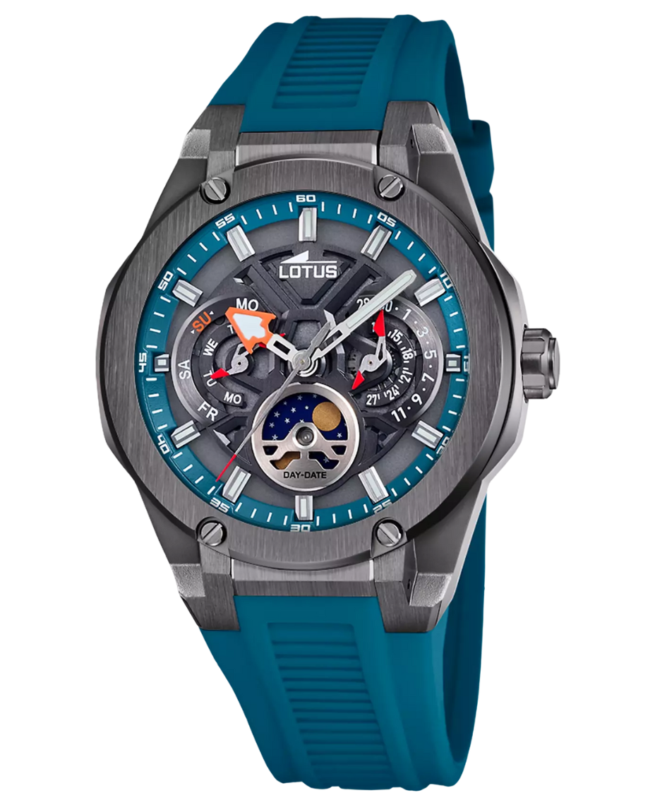 Lotus Classic 18946/4 reloj hombre acero plata lavanda esfera azul correa caucho