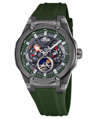 Lotus Classic 18946/5 reloj hombre acero plateado correa caucho verde esfera negra
