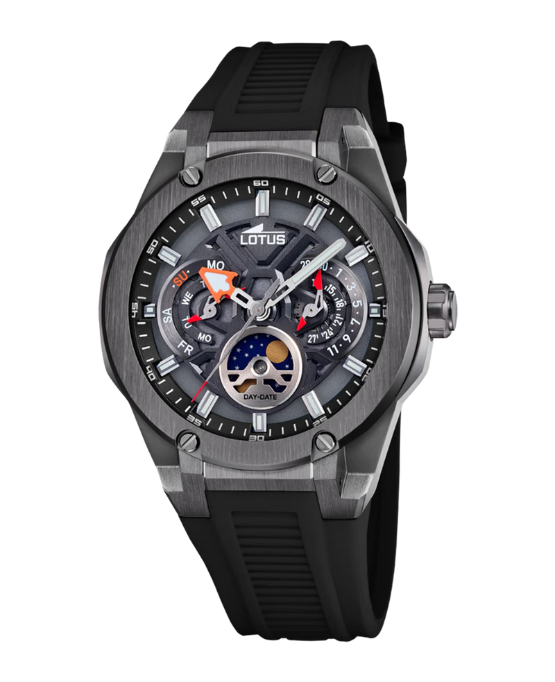 Lotus Classic 18946/6 reloj hombre acero inoxidable plata lavanda esfera negra correa caucho