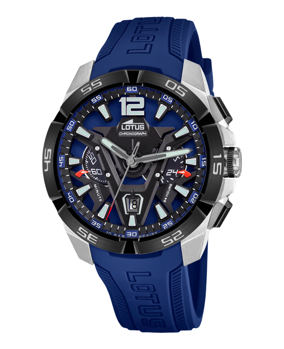 Lotus Classic 18944/1 reloj hombre acero cronógrafo esfera azul correa caucho