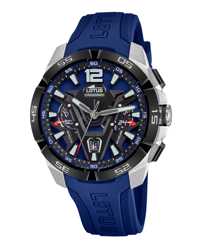 Lotus Classic 18944/1 reloj hombre acero cronógrafo esfera azul correa caucho