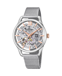 Festina Automatic F20627/1 reloj mujer acero plateado