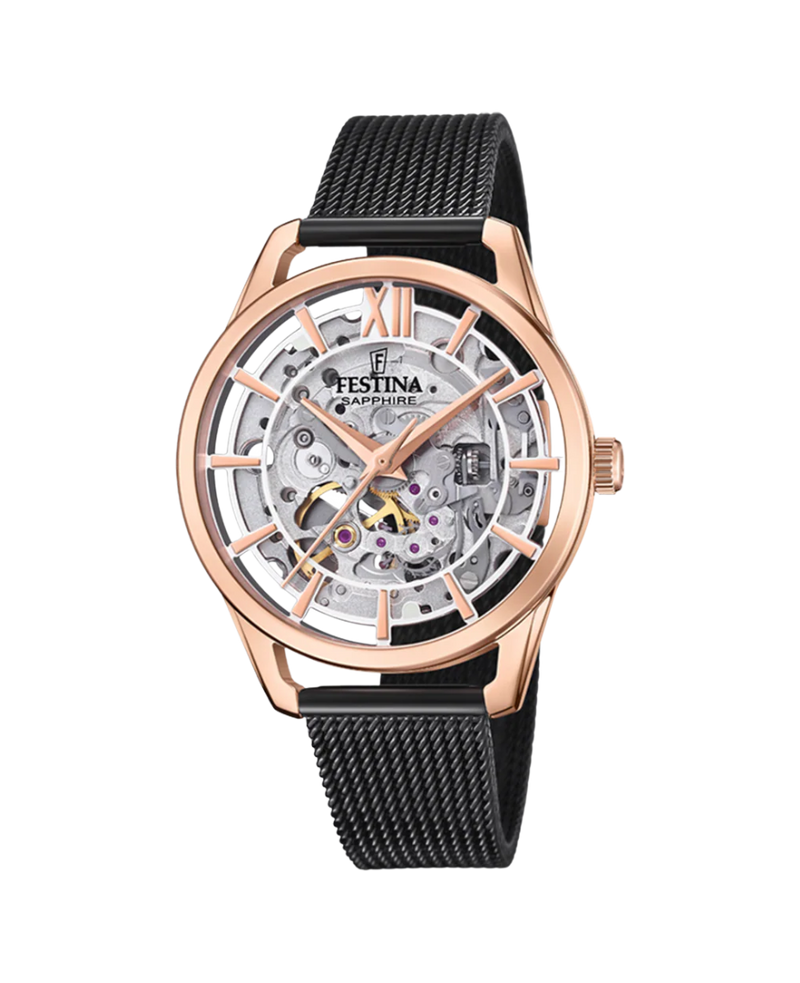 Festina Automatic F20628/3 reloj mujer acero inoxidable pulsera negra automático 35.5mm