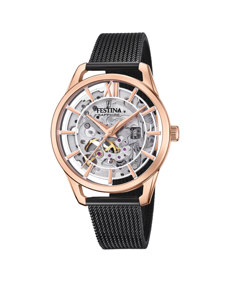 Festina Automatic F20628/3 reloj mujer acero inoxidable pulsera negra automático 35.5mm