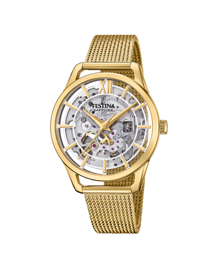 Festina Automatic F20629/1 reloj mujer acero dorado