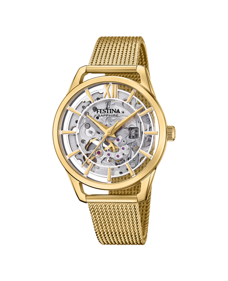 Festina Automatic F20629/1 reloj mujer acero dorado