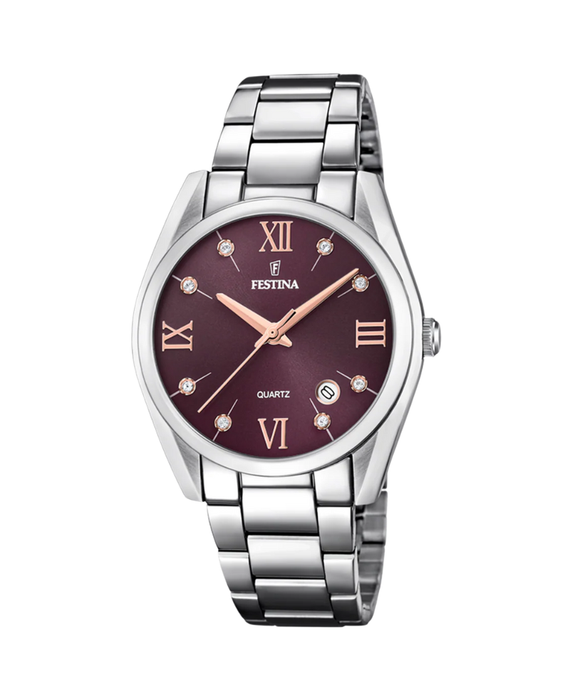 Festina Boyfriend F16790/E reloj mujer acero burdeos esfera contraste plateado