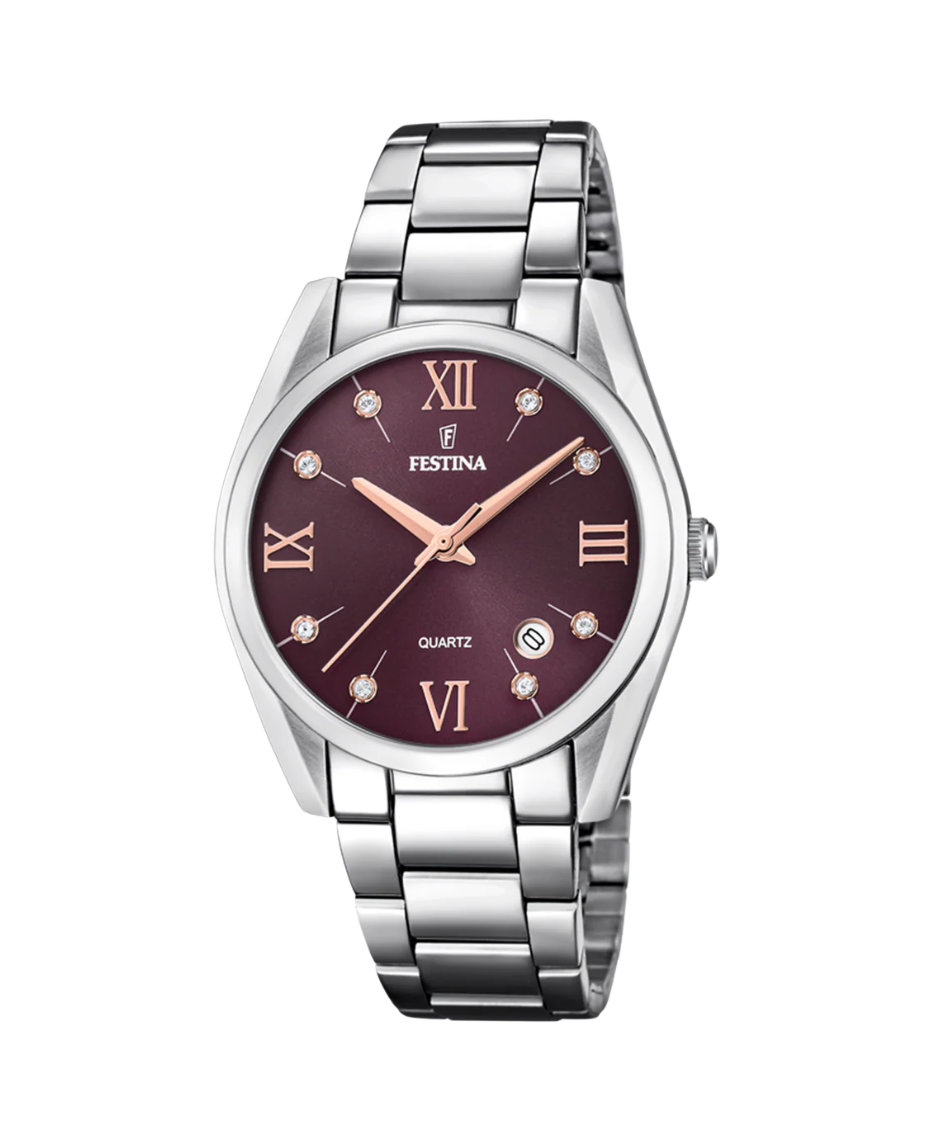 Festina Boyfriend F16790/E reloj mujer acero burdeos esfera contraste plateado