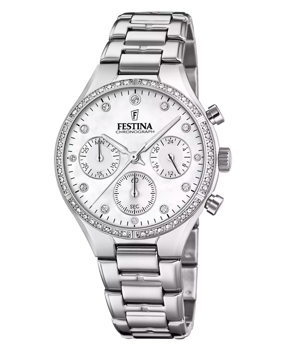 Festina Boyfriend F20401/1 reloj mujer acero gris esfera blanca cronógrafo